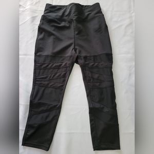POP Fit Black High-Waist Mesh Panel crop fit Leggings
